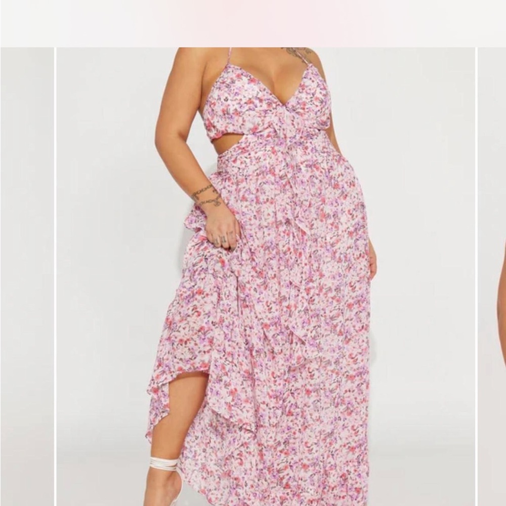 Fashion Nova Pink Floral Maxi Dress